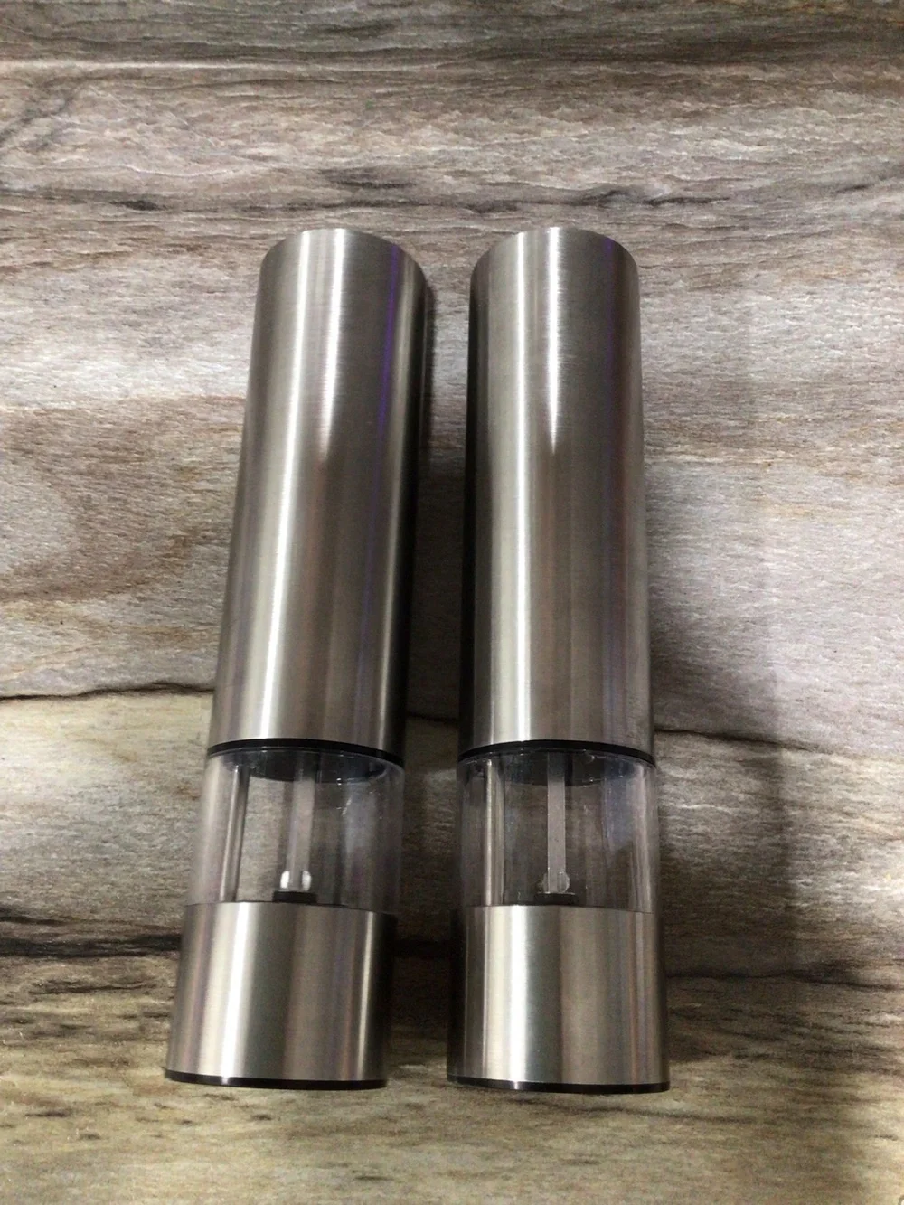 2pc Kamenstein Electric Salt Pepper Grinder Stainless Steel Battery Operated LED